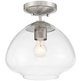 Image2 of Possini Euro Orilla 12" Wide Brushed Nickel Clear Glass Ceiling Light