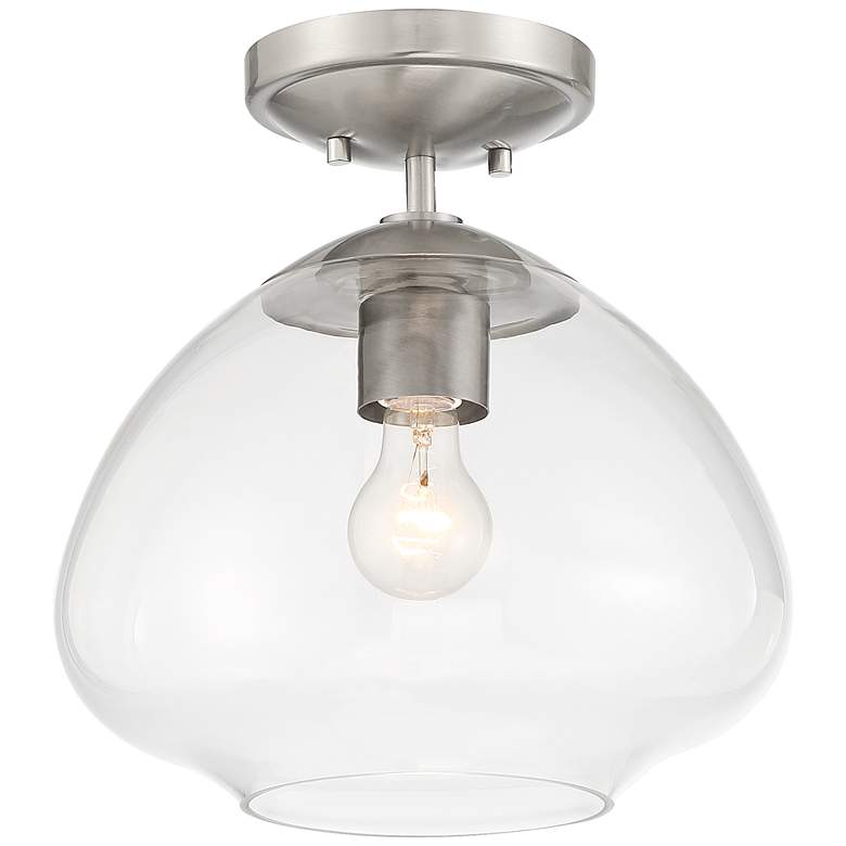 Image 2 Possini Euro Orilla 12" Wide Brushed Nickel Clear Glass Ceiling Light