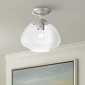 Image1 of Possini Euro Orilla 12" Wide Brushed Nickel Clear Glass Ceiling Light