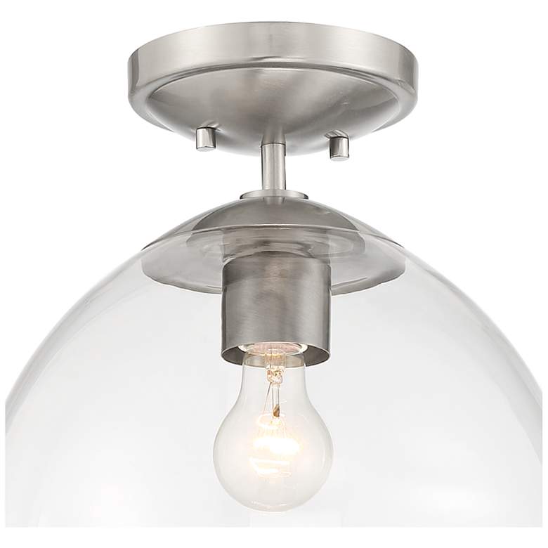 Image 3 Possini Euro Orilla 12 inch Wide Brushed Nickel Clear Glass Ceiling Light more views