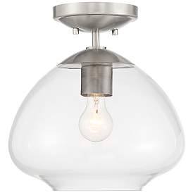 Image4 of Possini Euro Orilla 12" Wide Brushed Nickel Clear Glass Ceiling Light more views