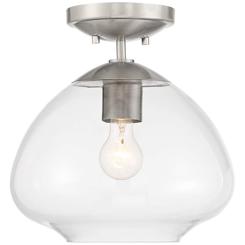 Image 4 Possini Euro Orilla 12 inch Wide Brushed Nickel Clear Glass Ceiling Light more views