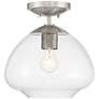 Possini Euro Orilla 12" Wide Brushed Nickel Clear Glass Ceiling Light