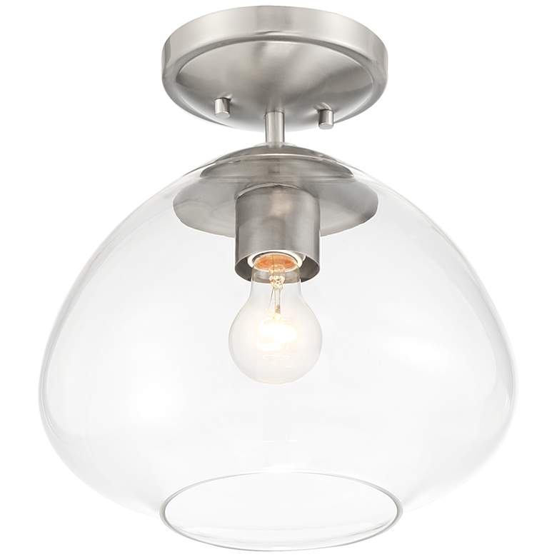 Image 5 Possini Euro Orilla 12 inch Wide Brushed Nickel Clear Glass Ceiling Light more views
