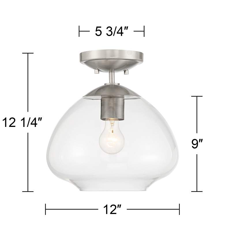 Image 6 Possini Euro Orilla 12" Wide Brushed Nickel Clear Glass Ceiling Light more views
