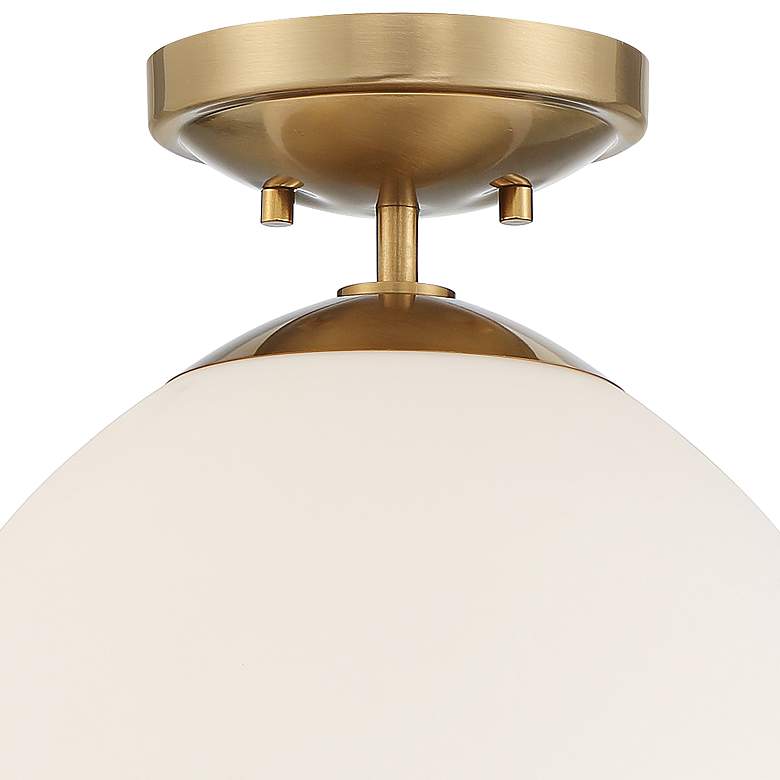Image 3 Possini Euro Orilla 12" Wide Warm Brass and Opal Glass Ceiling Light more views