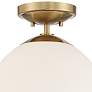Possini Euro Orilla 12" Wide Warm Brass and Opal Glass Ceiling Light