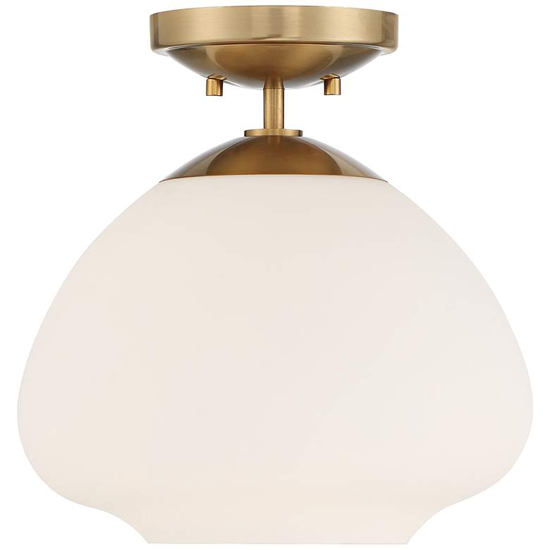Image 4 Possini Euro Orilla 12" Wide Warm Brass and Opal Glass Ceiling Light more views