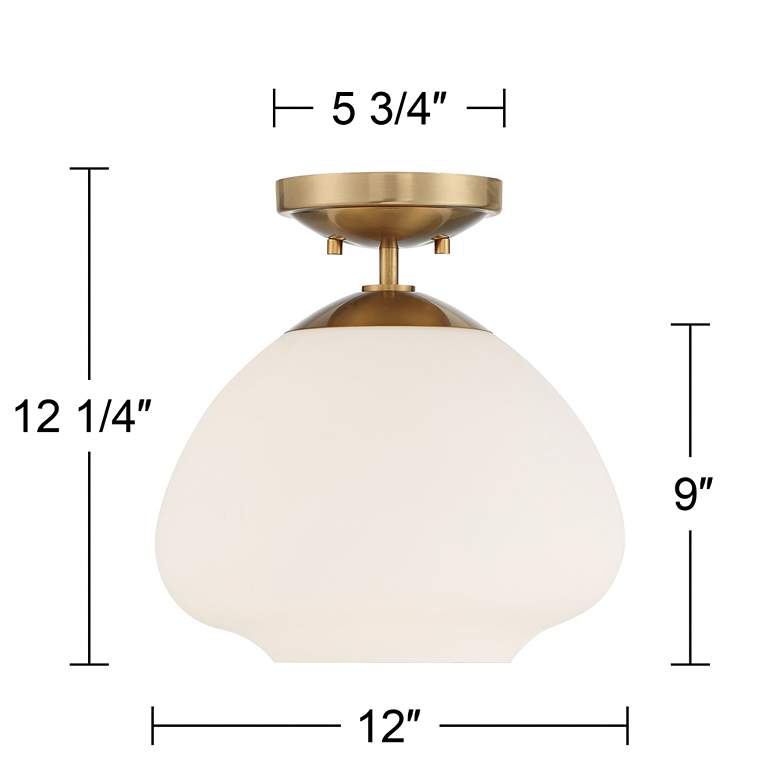 Image 6 Possini Euro Orilla 12" Wide Warm Brass and Opal Glass Ceiling Light more views