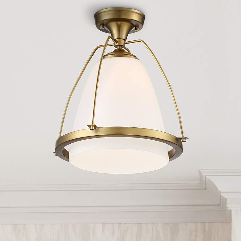 Image 1 Possini Euro Orland 14 inchW Warm Brass Ceiling Light