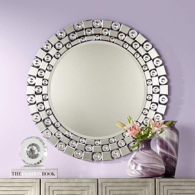 Image 1 Possini Euro Orleans Bubble Glass 32" Round Wall Mirror