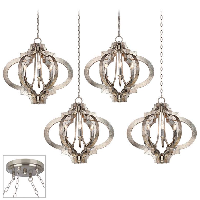 Image 1 Possini Euro Ornament Brushed Nickel 4-Light Swag Chandelier