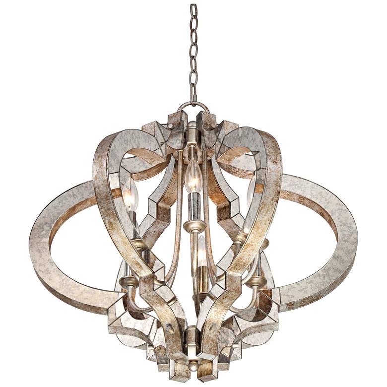 Image 6 Possini Euro Ornament Brushed Nickel 4-Light Swag Chandelier more views
