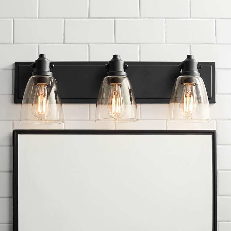 Image 1 Possini Euro Osborne 24"W Matte Black 3-Light Bath Light