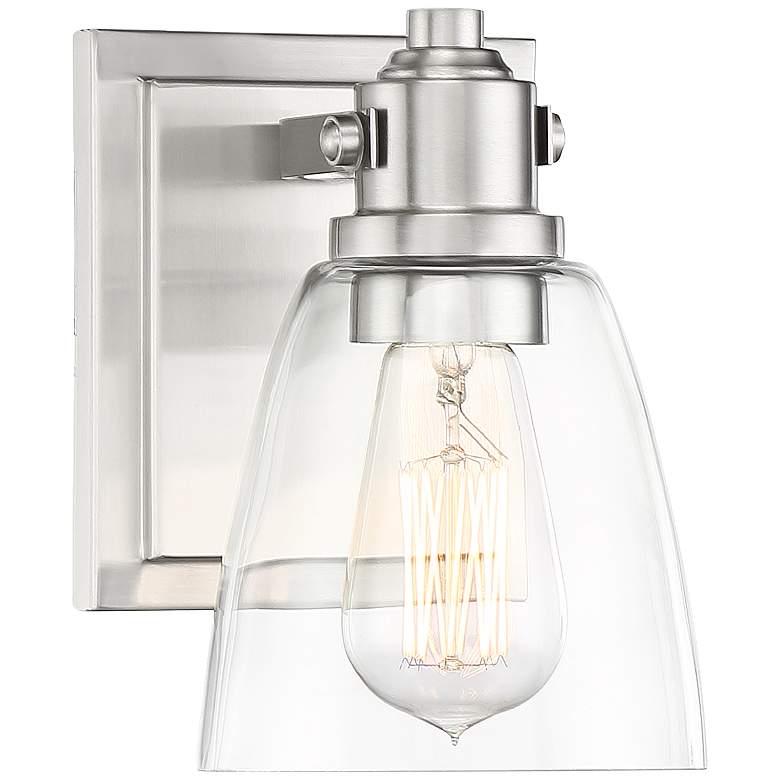 Image 2 Possini Euro Osborne 7 1/2" High Brushed Nickel Wall Sconce