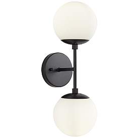 Image2 of Possini Euro Oso 17 3/4" High Black and Opal Orb Modern Wall Sconce