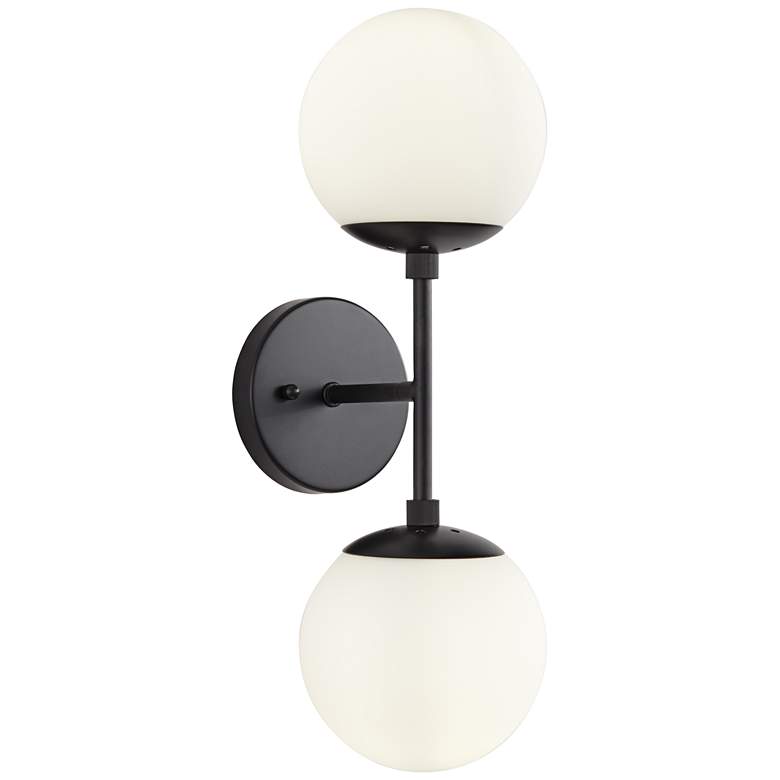 Image 2 Possini Euro Oso 17 3/4 inch High Black and Opal Orb Modern Wall Sconce