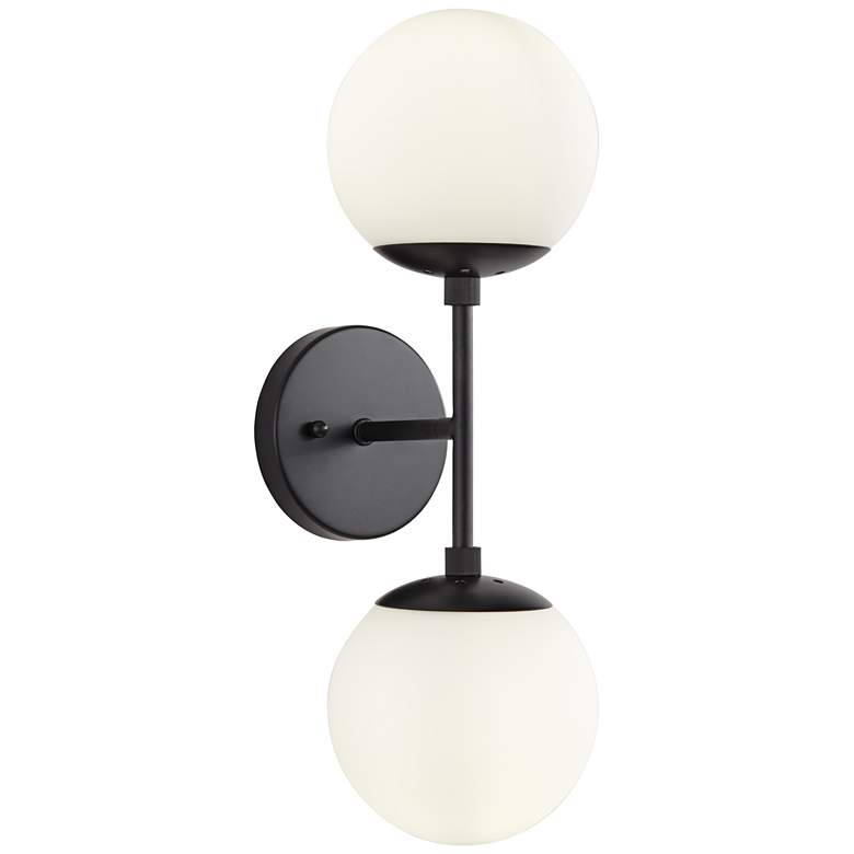 Image 2 Possini Euro Oso 17 3/4" High Black and Opal Orb Modern Wall Sconce