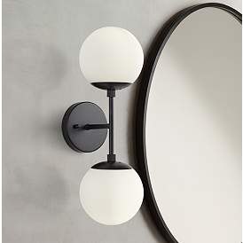 Image1 of Possini Euro Oso 17 3/4" High Black and Opal Orb Modern Wall Sconce