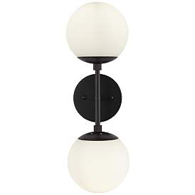 Image5 of Possini Euro Oso 17 3/4" High Black and Opal Orb Modern Wall Sconce more views