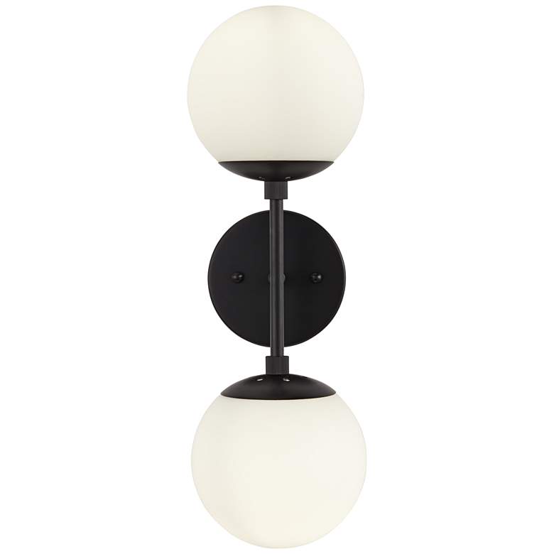 Image 5 Possini Euro Oso 17 3/4" High Black and Opal Orb Modern Wall Sconce more views