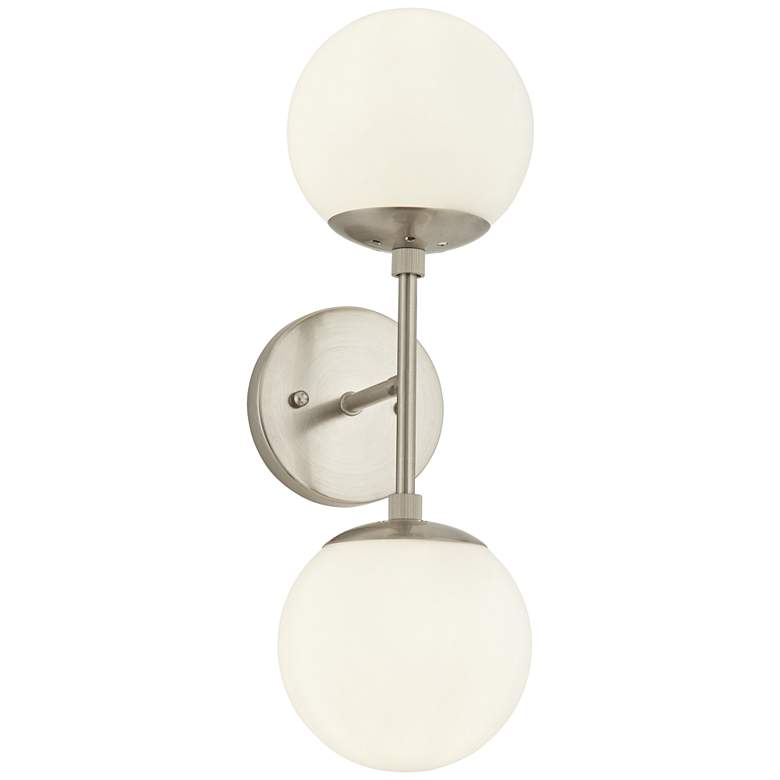 Image 3 Possini Euro Oso 17 3/4 inch High Modern Opal Glass Brushed Nickel Sconce