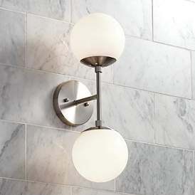 Image2 of Possini Euro Oso 17 3/4" High Modern Opal Glass Brushed Nickel Sconce