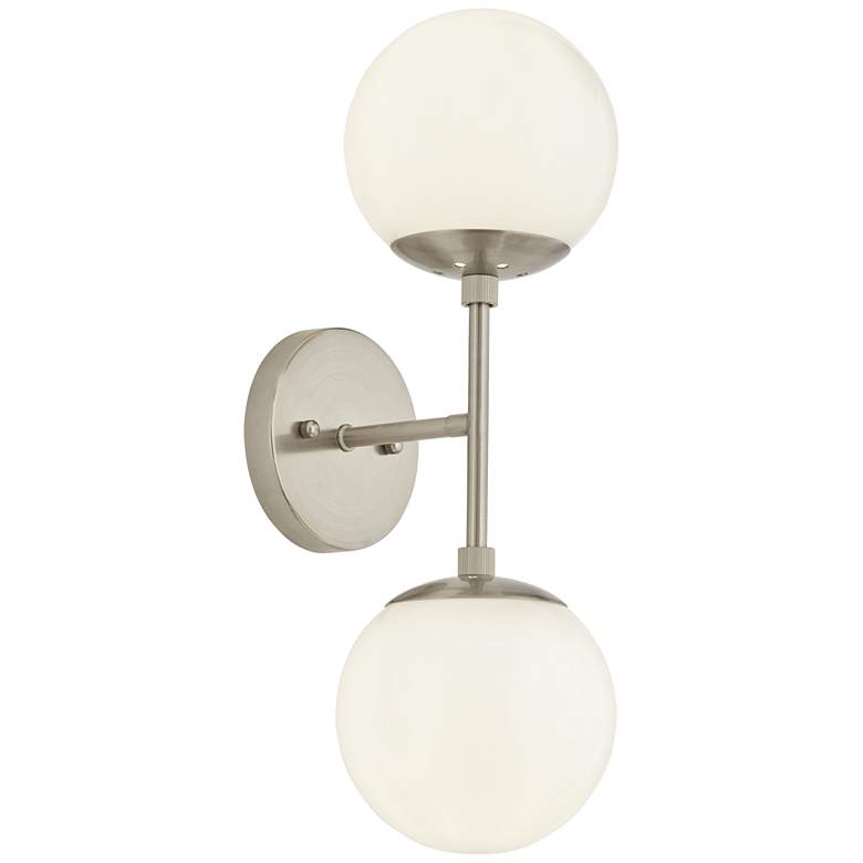 Image 7 Possini Euro Oso 17 3/4" High Modern Opal Glass Brushed Nickel Sconce more views
