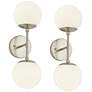 Possini Euro Oso 17 3/4" High Opal Glass and Nickel Sconces Set of 2 in scene