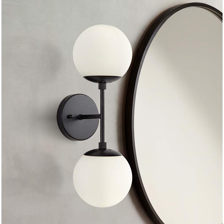 Image 7 Possini Euro Oso 17 3/4 inch High White Opal Orb Modern Sconces Set of 2 more views