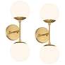2_Possini Euro Oso 18" High Gold Opal Glass 2-Light Wall Sconce Set of 2