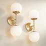 1_Possini Euro Oso 18" High Gold Opal Glass 2-Light Wall Sconce Set of 2