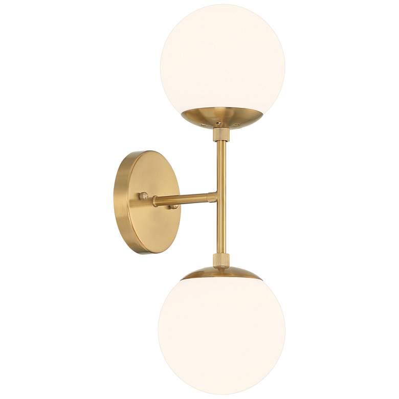 Image 6 Possini Euro Oso 18 inchH Gold Opal Glass 2-Light Wall Sconce more views
