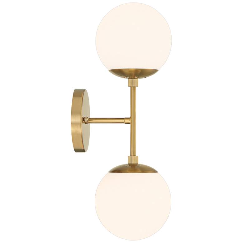Image 7 Possini Euro Oso 18 inchH Gold Opal Glass 2-Light Wall Sconce more views