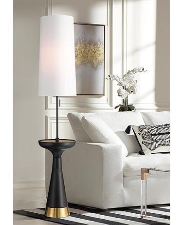 Possini Euro Otis 66" High Gold and Black Modern Tray Table Floor Lamp