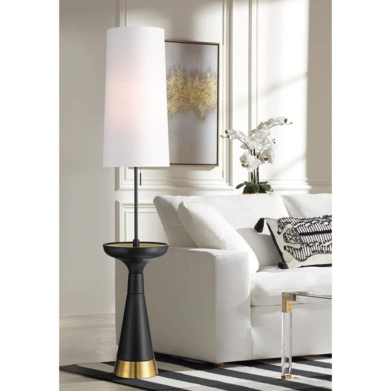 Image 2 Possini Euro Otis 66" High Gold and Black Modern Tray Table Floor Lamp