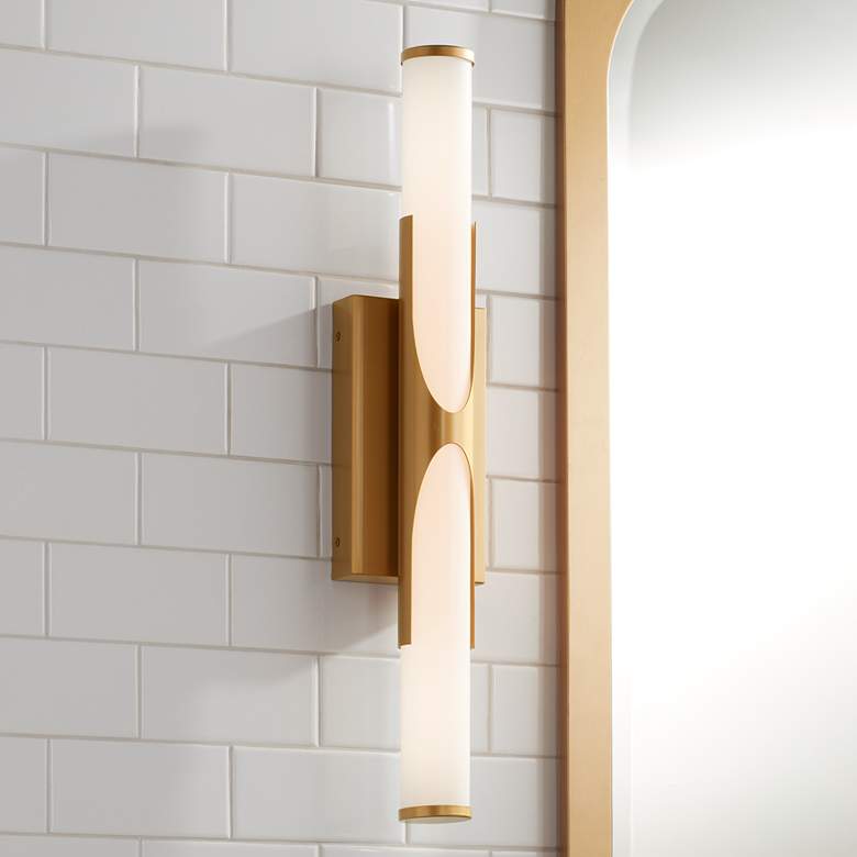 Image 1 Possini Euro Oyama 24 3/4" Wide Gold LED Bath Light