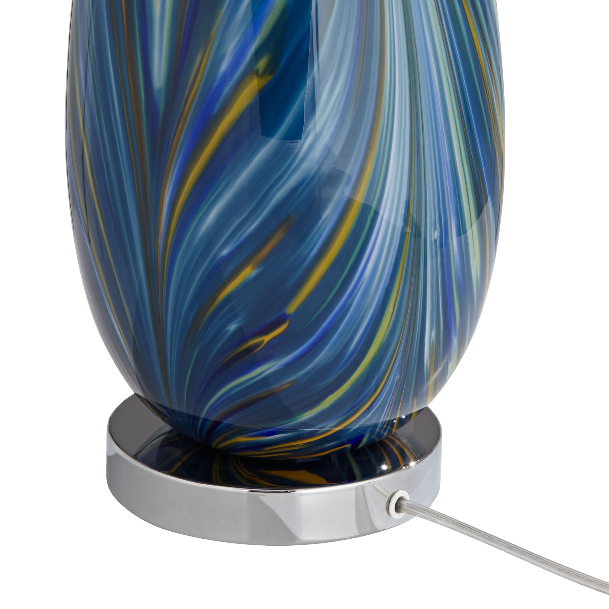 Image 5 Possini Euro Pablo 27" Blue Swirl Lamp with Square Black Marble Riser more views