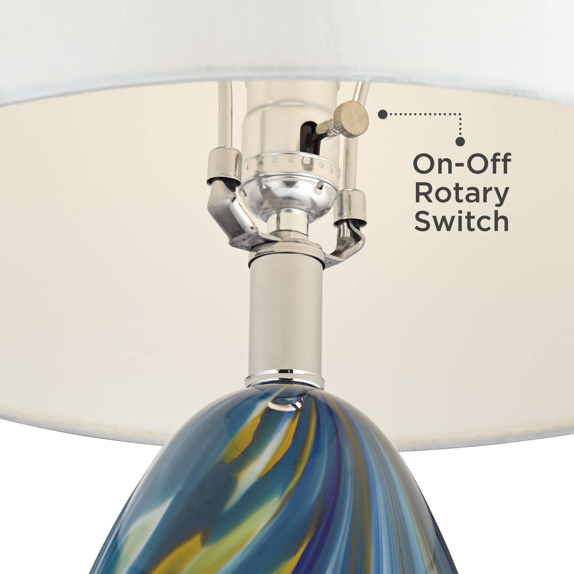 Image 4 Possini Euro Pablo 27" Blue Swirl Lamp with Square White Marble Riser more views