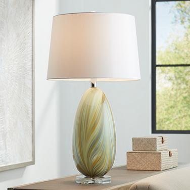 Possini Euro Pablo 27" High Modern Yellow Vortex Art Glass Table Lamp