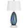 Possini Euro Pablo 27" Blue Glass Lamp with White Marble Riser