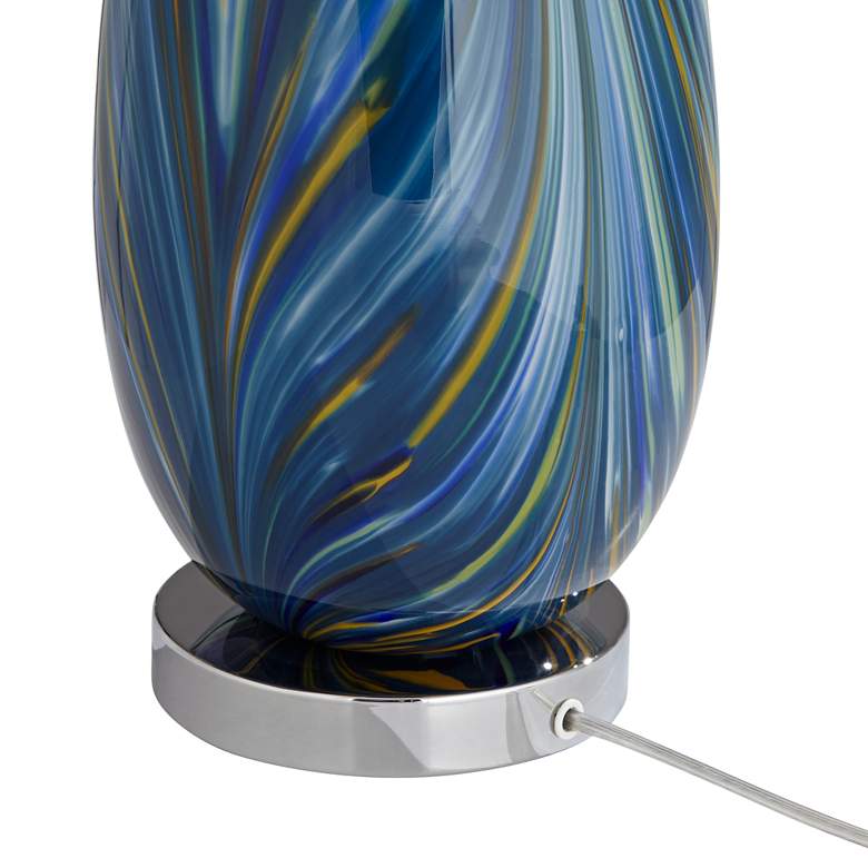 Image 5 Possini Euro Pablo 27 inch Blue Glass Lamp with White Marble Riser more views