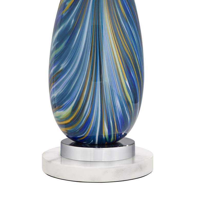 Image 6 Possini Euro Pablo 27 inch Blue Glass Lamp with White Marble Riser more views