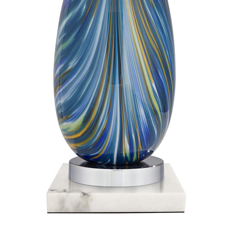 Image 6 Possini Euro Pablo 27" Blue Swirl Lamp with Square White Marble Riser more views