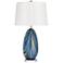 Possini Euro Pablo 27" High Blue Art Glass Table Lamp with USB Dimmer