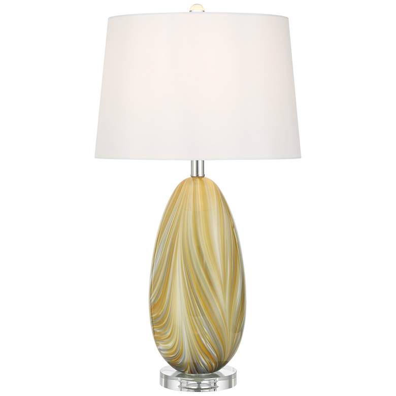 Image 2 Possini Euro Pablo 27" High Modern Yellow Vortex Art Glass Table Lamp