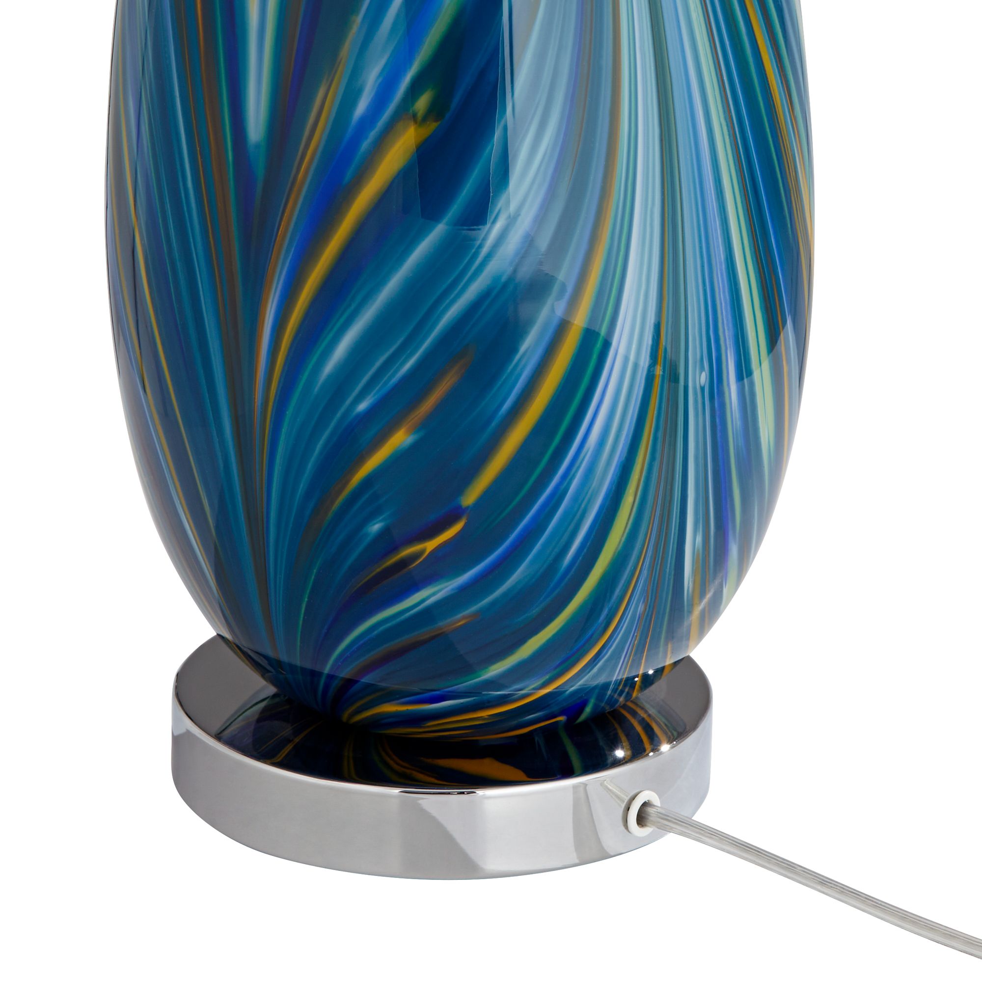 Image 5 Possini Euro Pablo 28 1/2" Blue Glass Table Lamp with Acrylic Riser more views