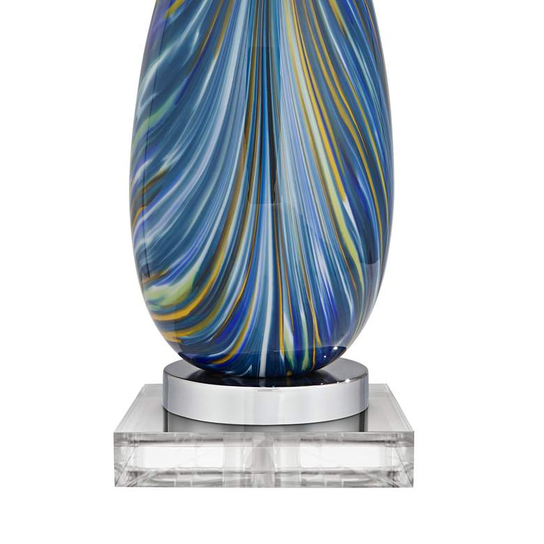 Image 6 Possini Euro Pablo 28 1/2" Blue Art Glass Table Lamp with Square Riser more views