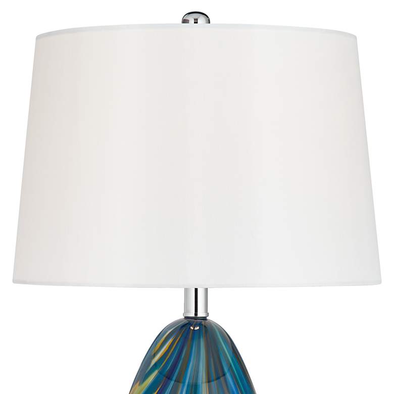 Image 3 Possini Euro Pablo 28 1/2" Blue Glass Table Lamp with Acrylic Riser more views