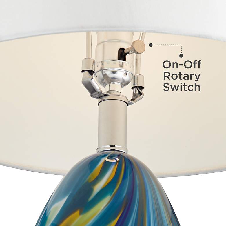 Image 4 Possini Euro Pablo 28 1/2" Blue Glass Table Lamp with Acrylic Riser more views